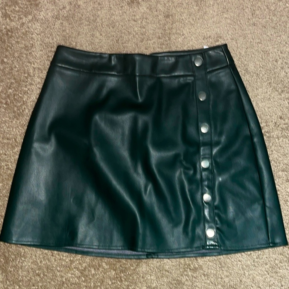Faux-Leather Studded Mini Skirt